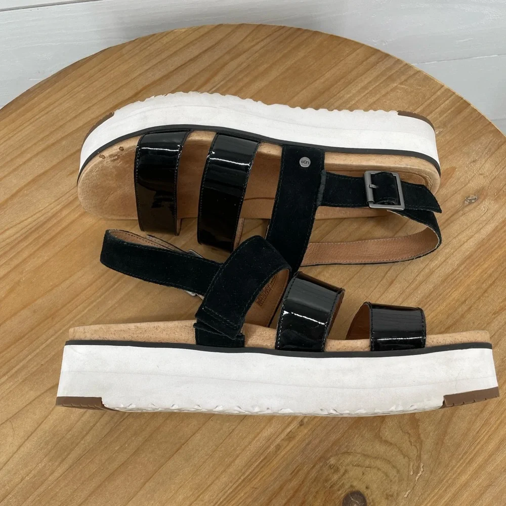 UGG Black and White Women's Sandals - Picture 10 of 12